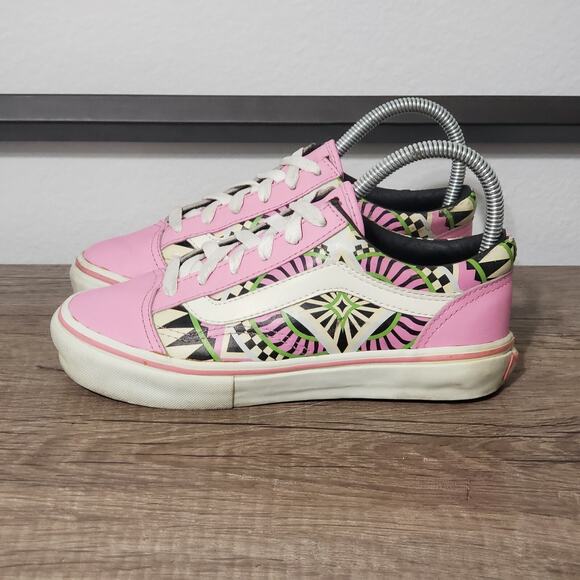 Vans Old Skool Leather Women's Athletic Skate Shoes Sneakers Size 5.5 Pink - Picture 1 of 7